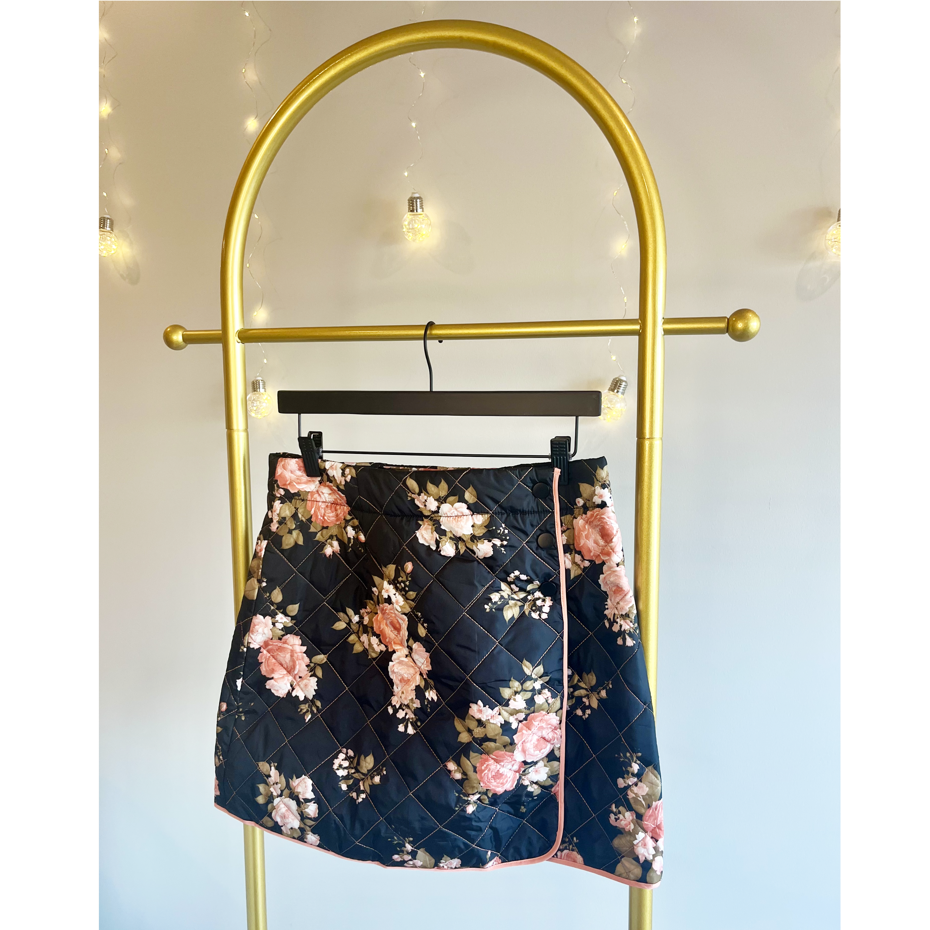 Quilted and Floral Mini Skirt