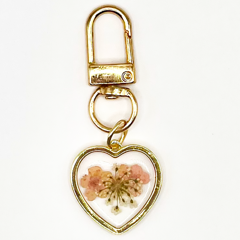 Don't Be Pressed Floral Keychain in Pink